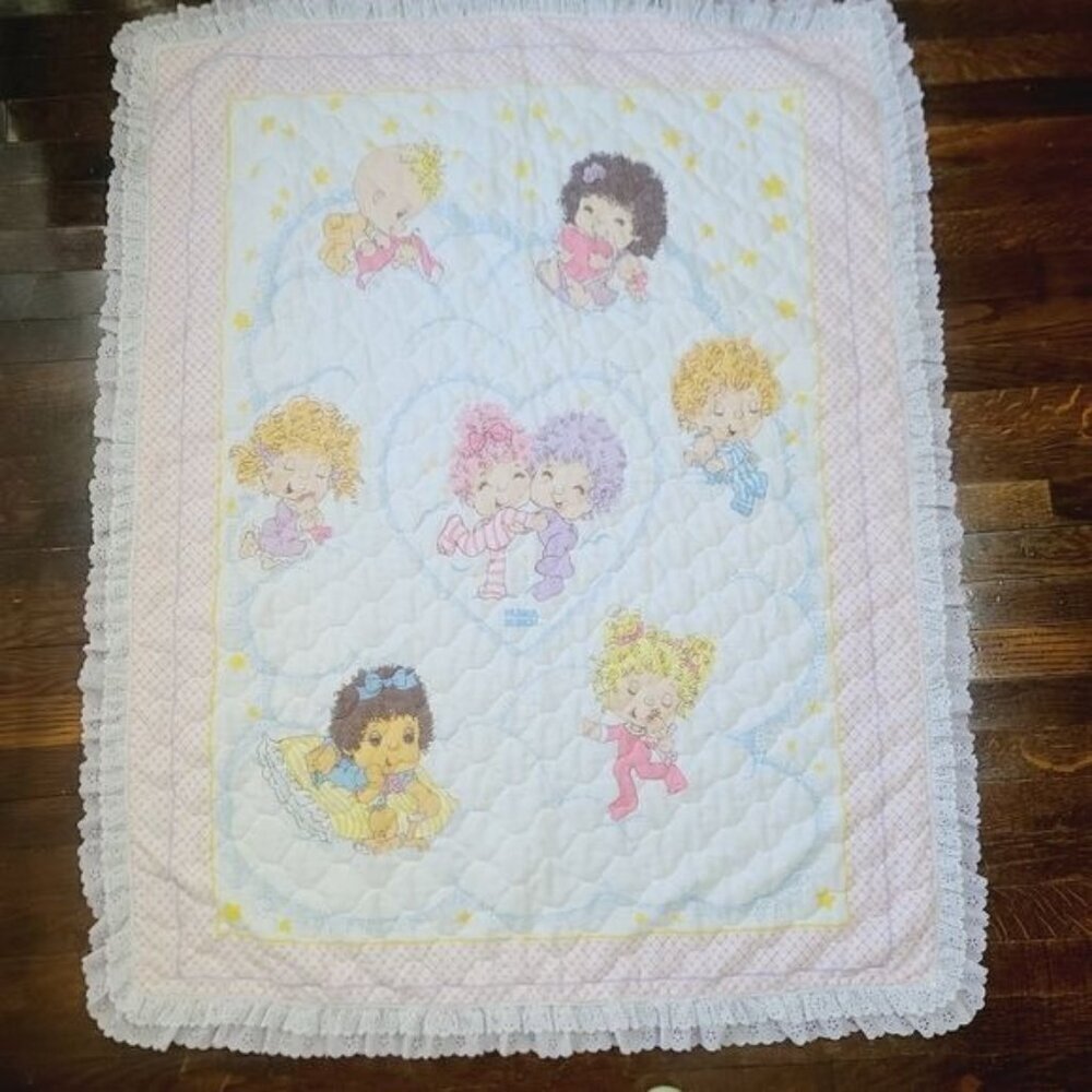 Vintage 80s Hugga Bunch Crib Quilt Throw Blanket Huggins Patootie Rare